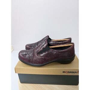 Romika By‎ Josef Seibel Burgundy Red Leather Wedge Clogs Womens US 6 - 6.5 EU 37